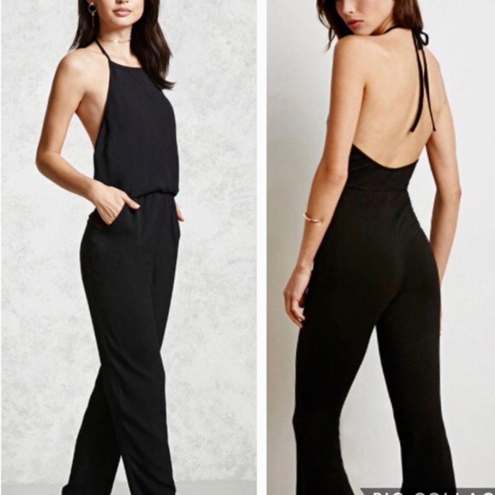 Forever 21 Crinkled Halter Jumpsuit